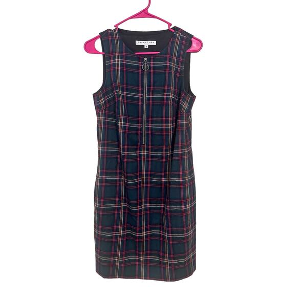 Trina Turk Green and Red Plaid Sleeveless Dress Size 4 Christmas Dress - Picture 1 of 6